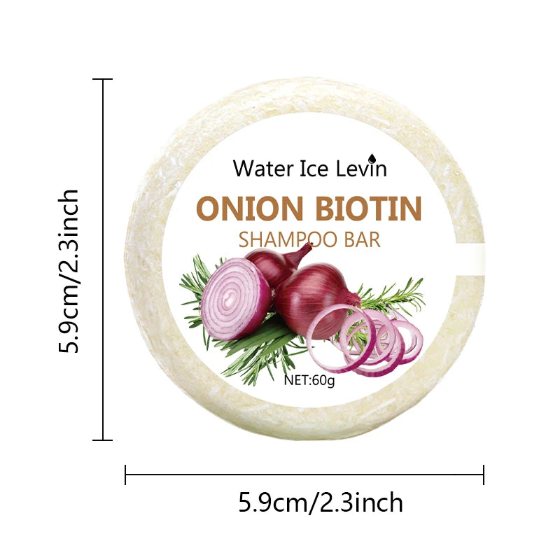 Onion & Biotin Hair Wash Bar - 60g, Suitable for All Hair Types, Moisturizing and Smoothing, Rich in Rosemary Extract