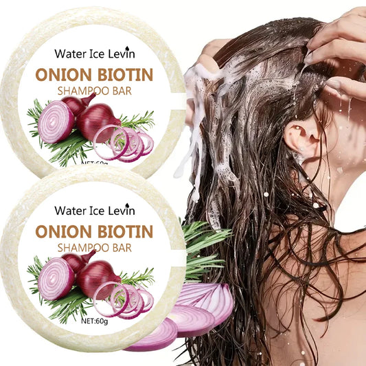 Onion & Biotin Hair Wash Bar - 60g, Suitable for All Hair Types, Moisturizing and Smoothing, Rich in Rosemary Extract