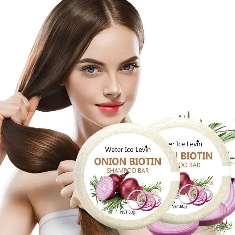 Onion & Biotin Hair Wash Bar - 60g, Suitable for All Hair Types, Moisturizing and Smoothing, Rich in Rosemary Extract